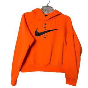 Nike Sportswear Swoosh Fleece Hoodie in Total Orange Cropped Gym Run Women’s S